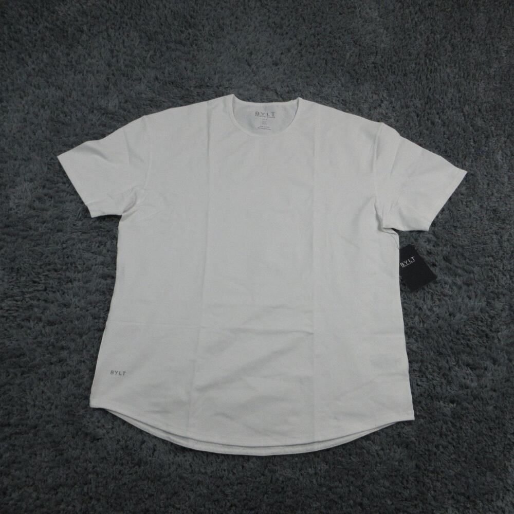 BYLT Shirt Mens 2XL White Lux Drop-Cut Crewneck Jersey Tagless NWT Premium